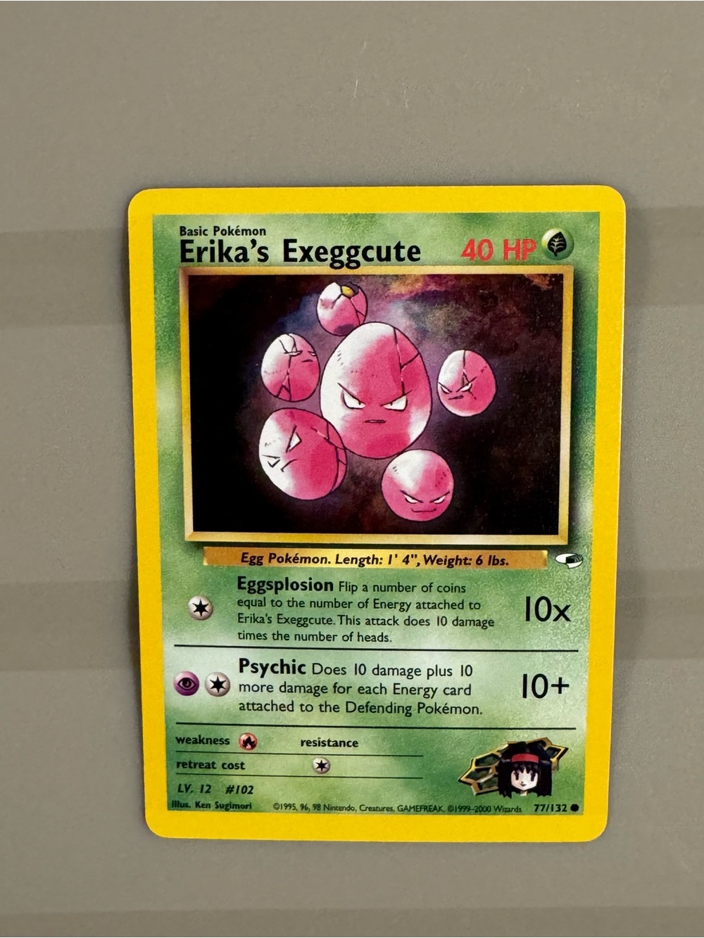 Pokemon Erika's Exeggcute Trading Card - Yellow, Green, Pink